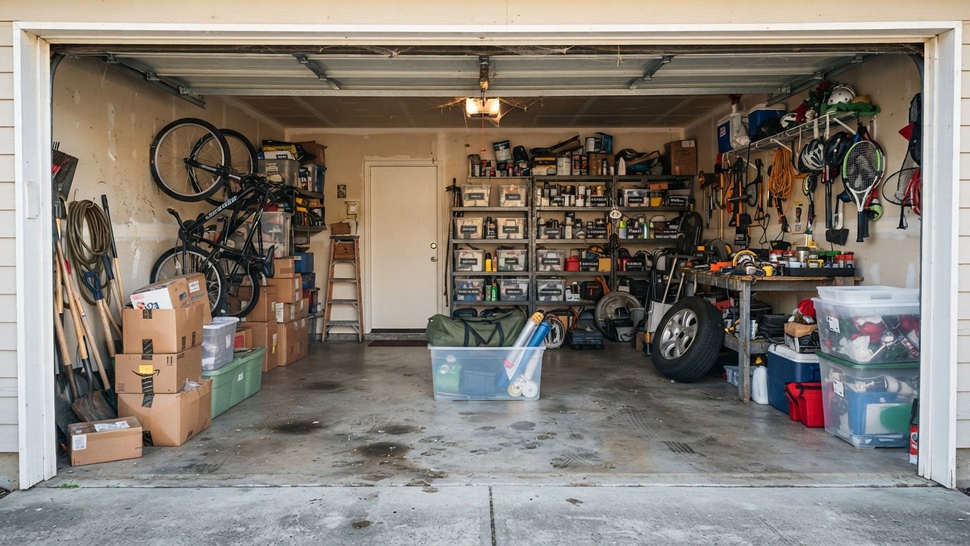 Garage nach der Entrümpelung – leer und gefegt